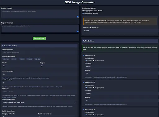 SDXL Generator Front Page!
